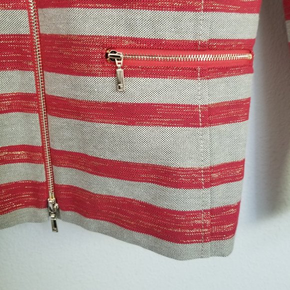 Lafayette 148 Zip Front Jacket Coat Blazer Business Casual Small Stripe Metallic - Picture 4 of 7